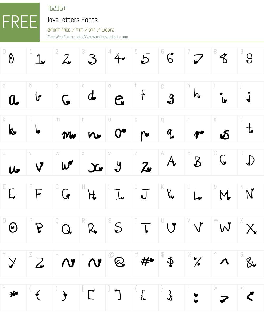 love letters Font Screenshots