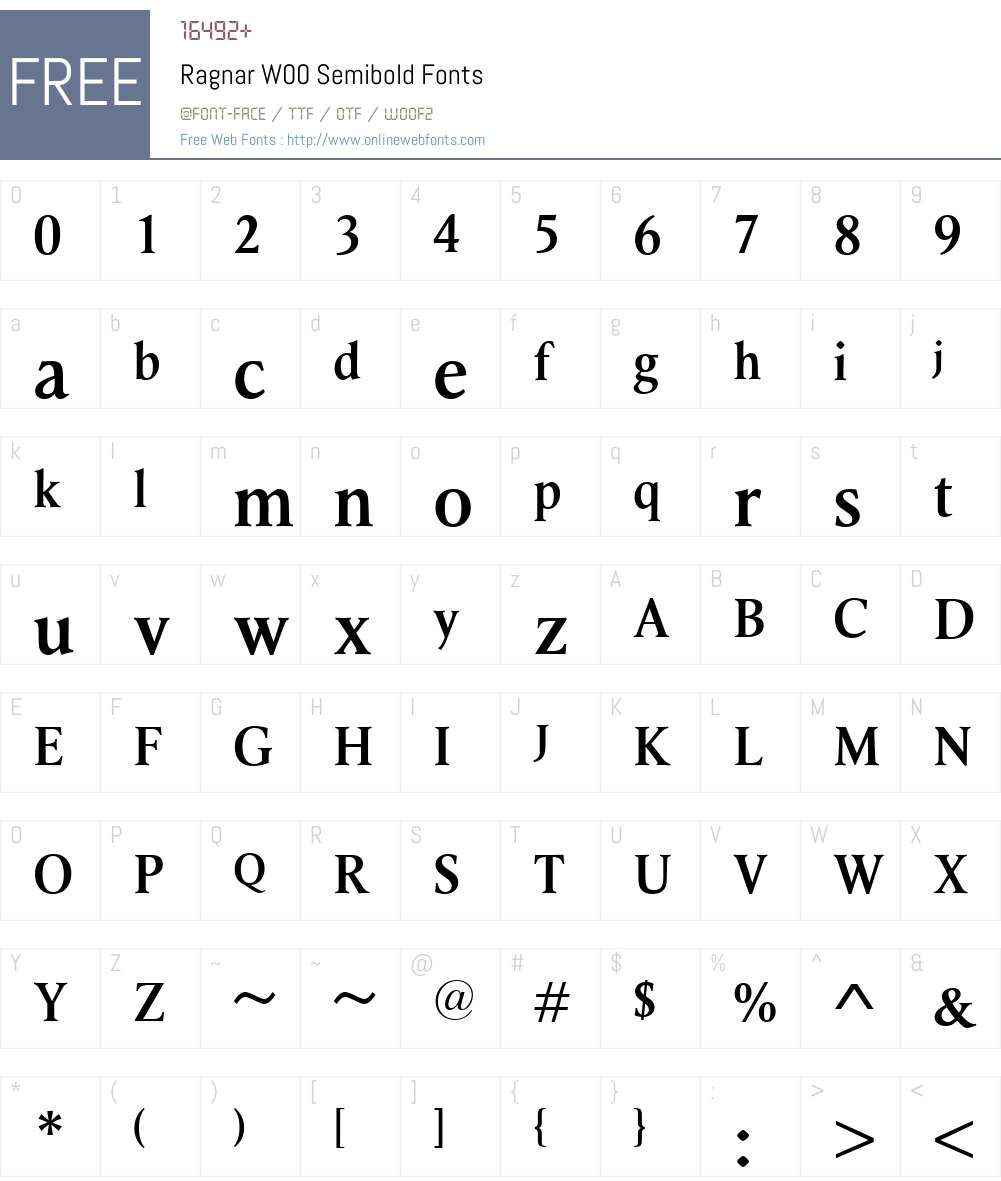 RagnarW00-Semibold Font Screenshots