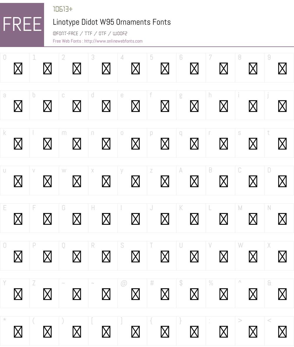LinotypeDidotW95-Ornaments Font Screenshots
