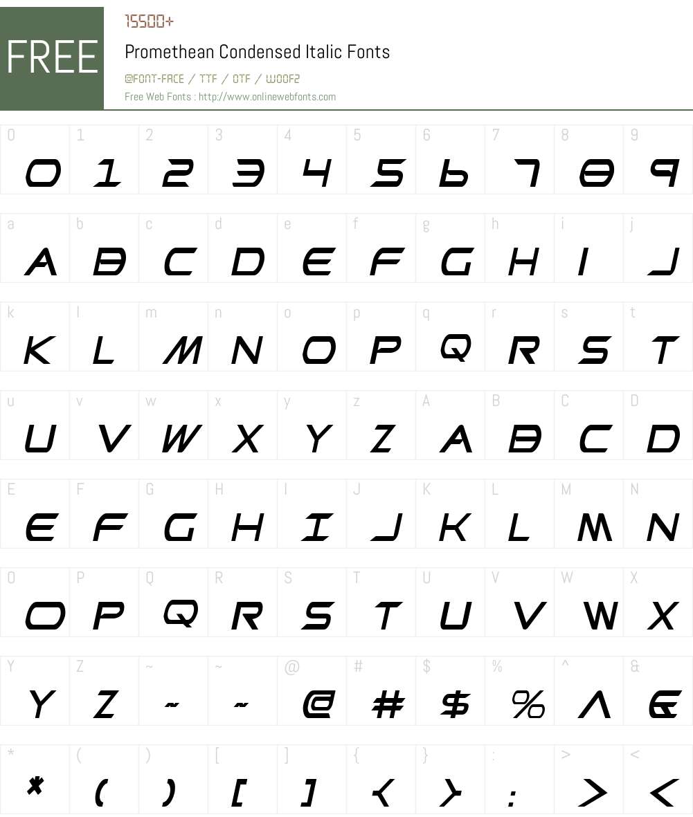 Promethean Condensed Italic Font Screenshots