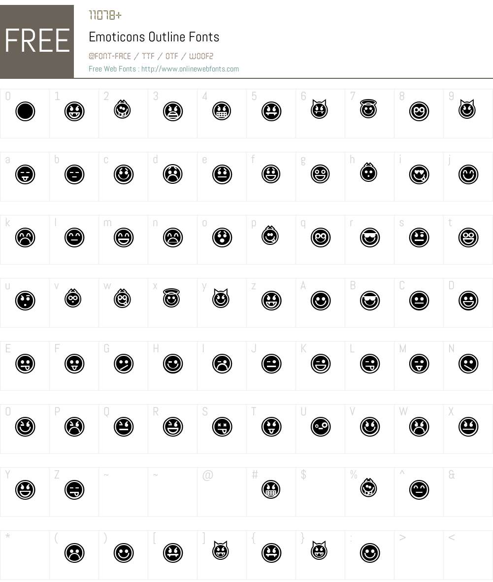 Emoticons Outline Font Screenshots