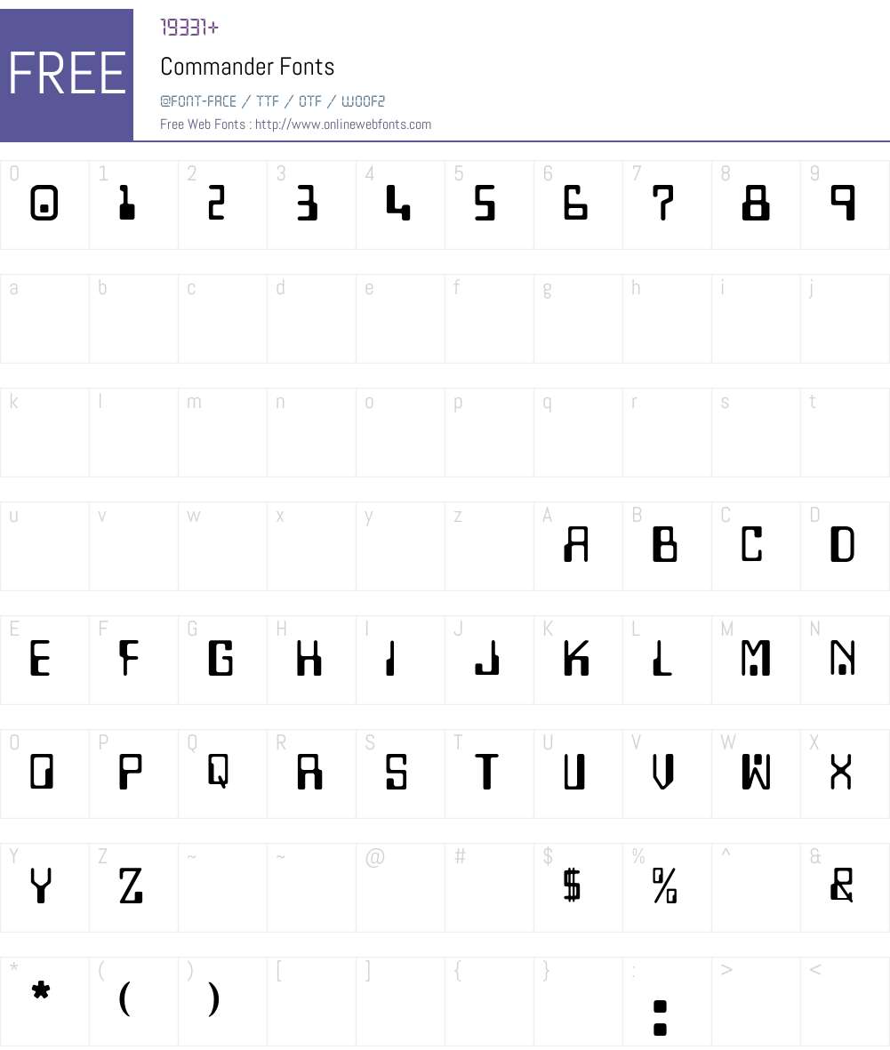Commander Font Screenshots