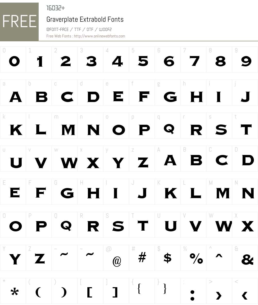 Graverplate Extrabold Font Screenshots