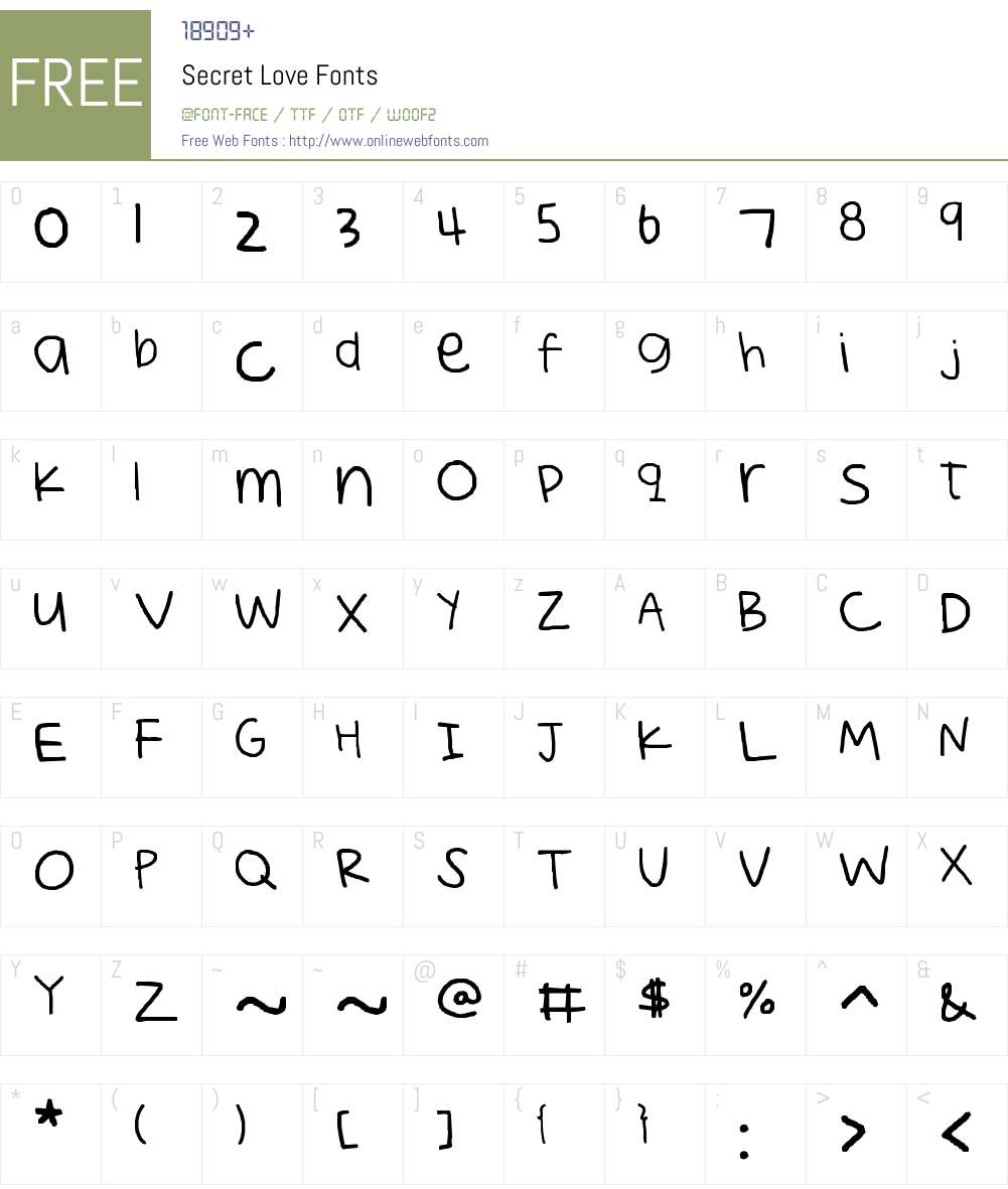 Secret Love Font Screenshots