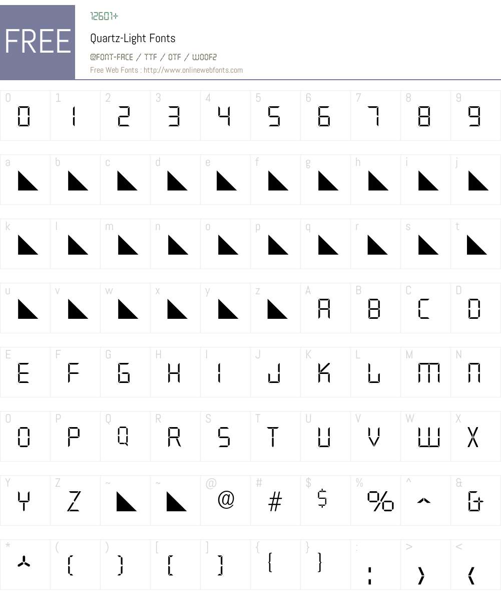 Quartz-Light Font Screenshots