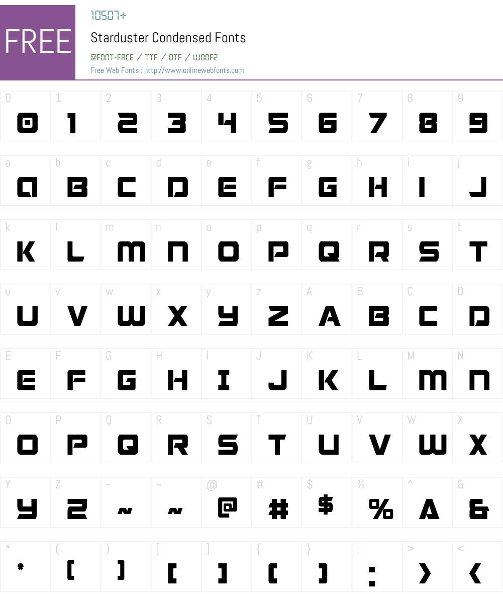 Starduster Condensed Font Screenshots