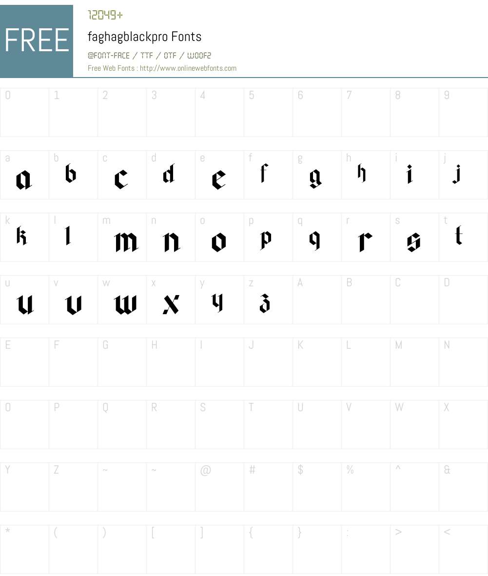 faghagblackpro Font Screenshots