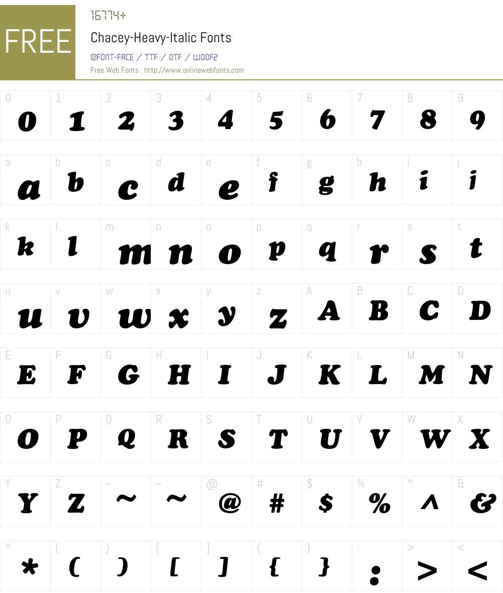 Chacey-Heavy-Italic Font Screenshots
