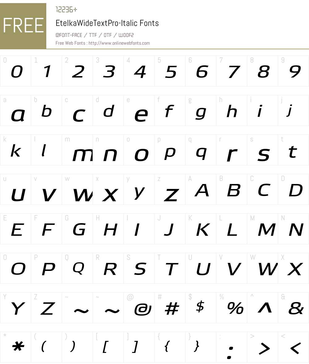 Etelka Wide Text Pro Font Screenshots