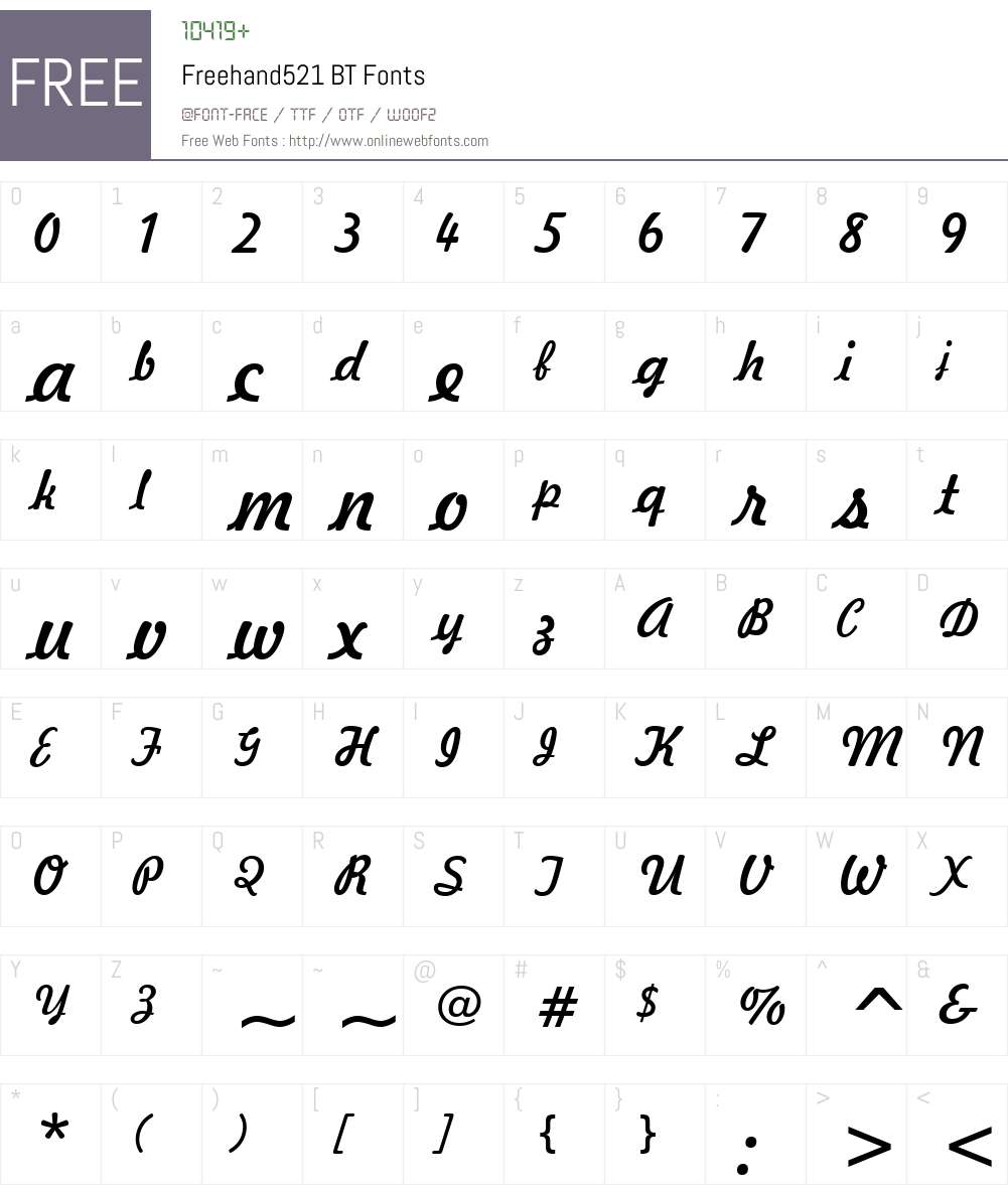 Freehand521 BT Font Screenshots