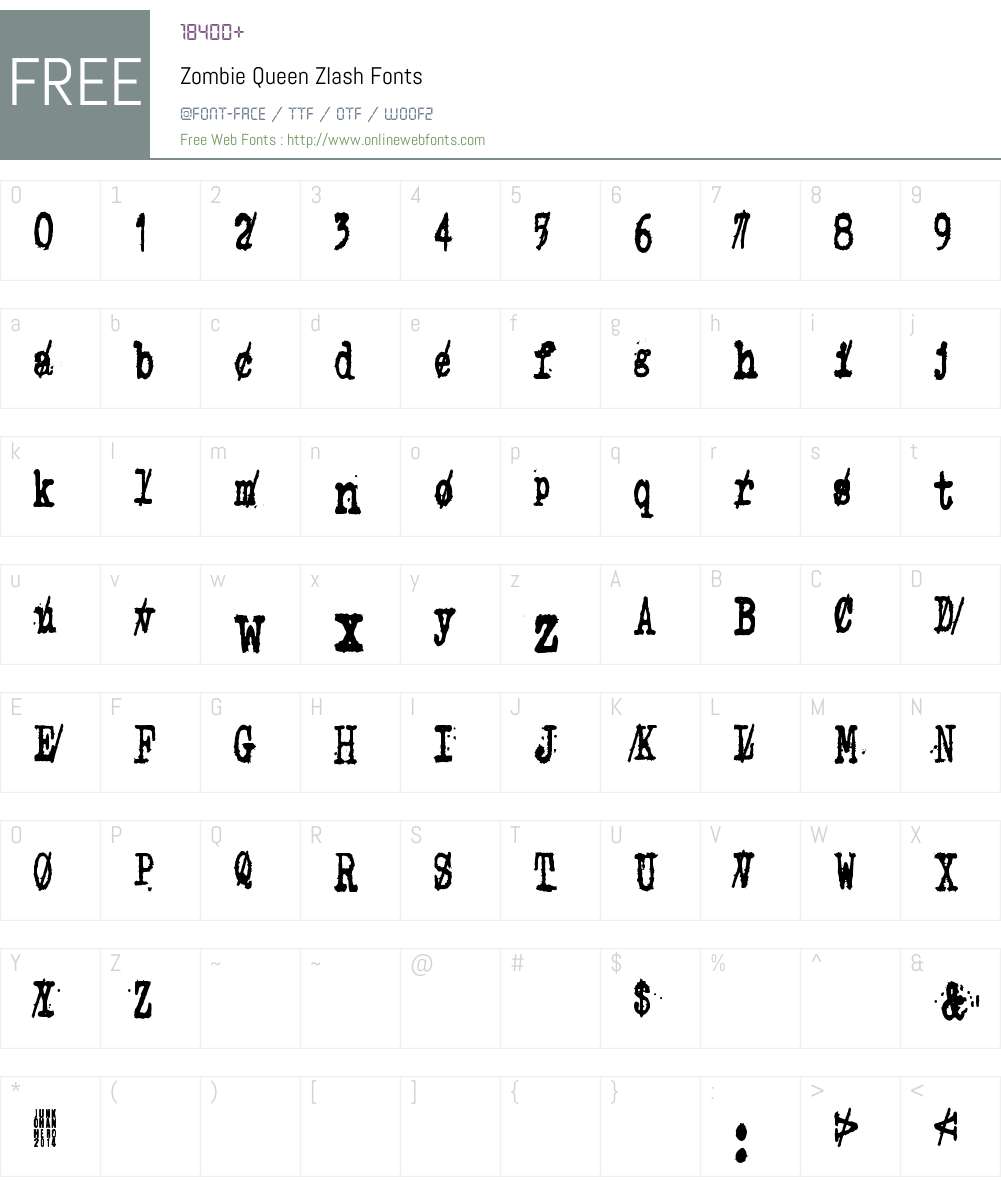 Zombie Queen Zlash Font Screenshots