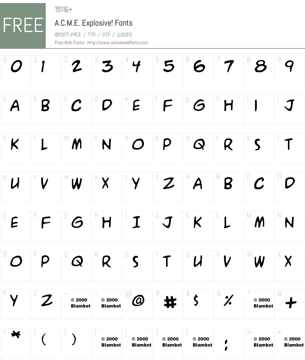 A.C.M.E. Explosive! Font Screenshots