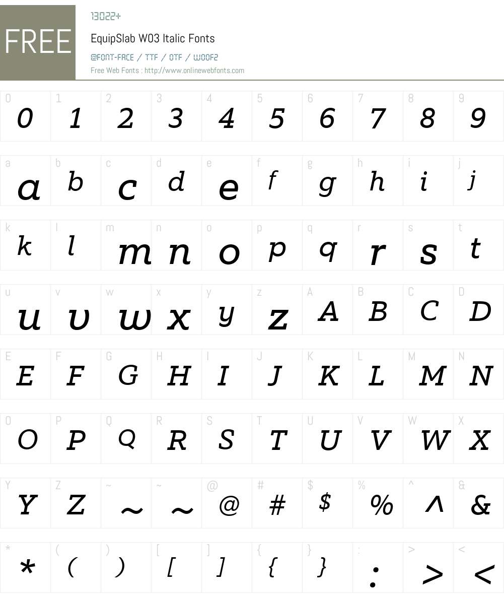 Equip Slab Font Screenshots