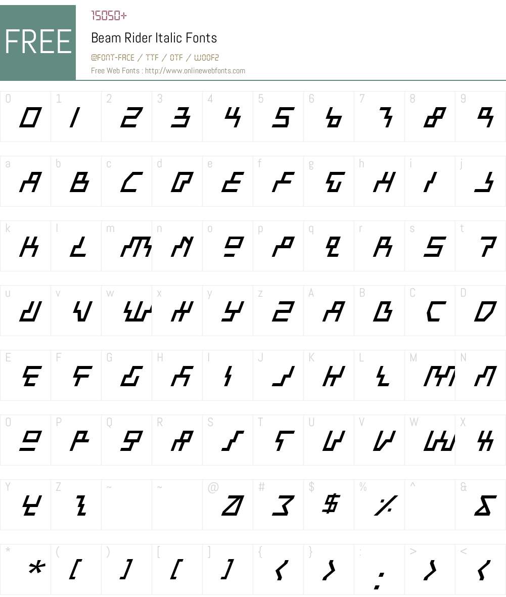 Beam Rider Italic Font Screenshots