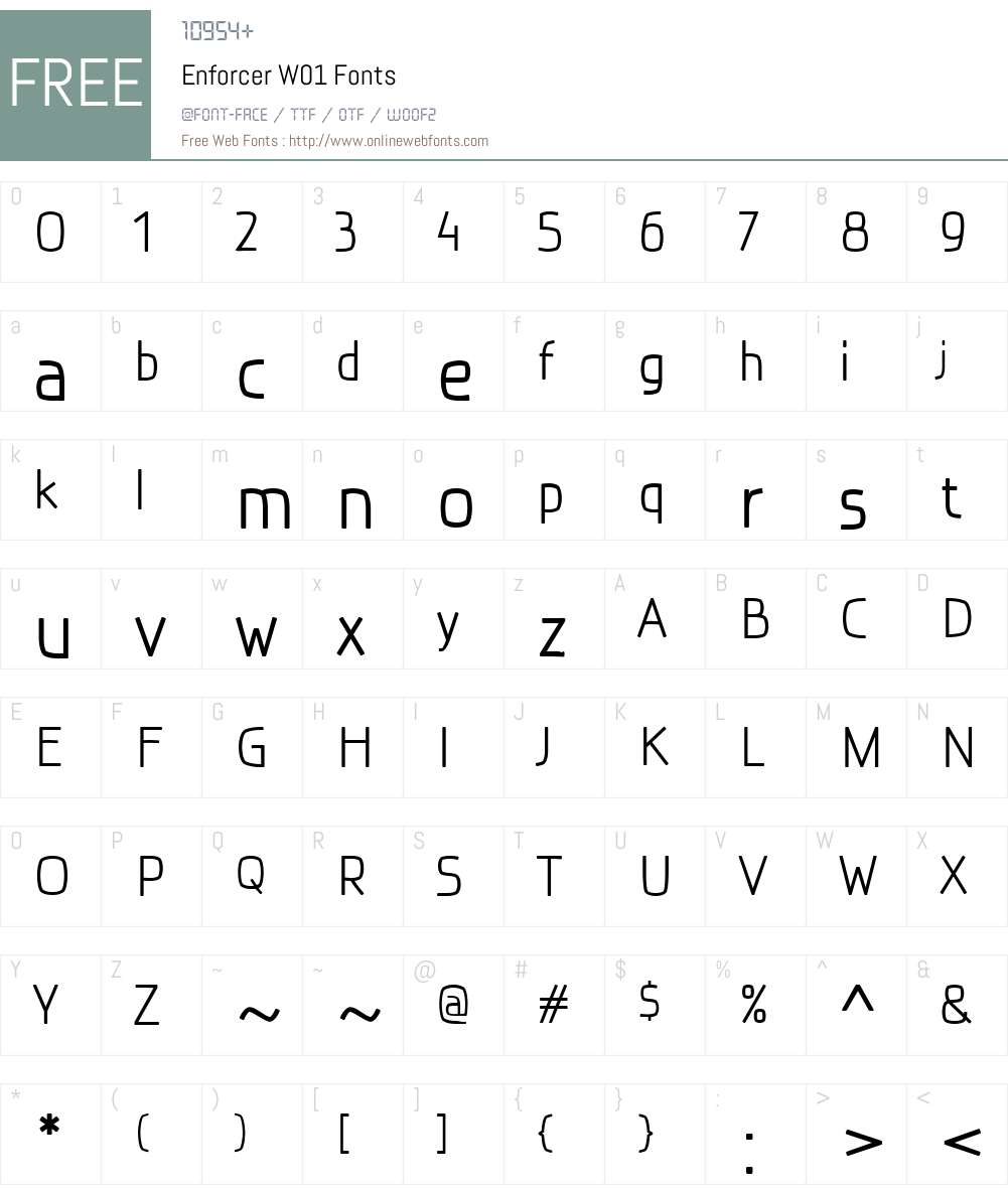 EnforcerW01 Font Screenshots