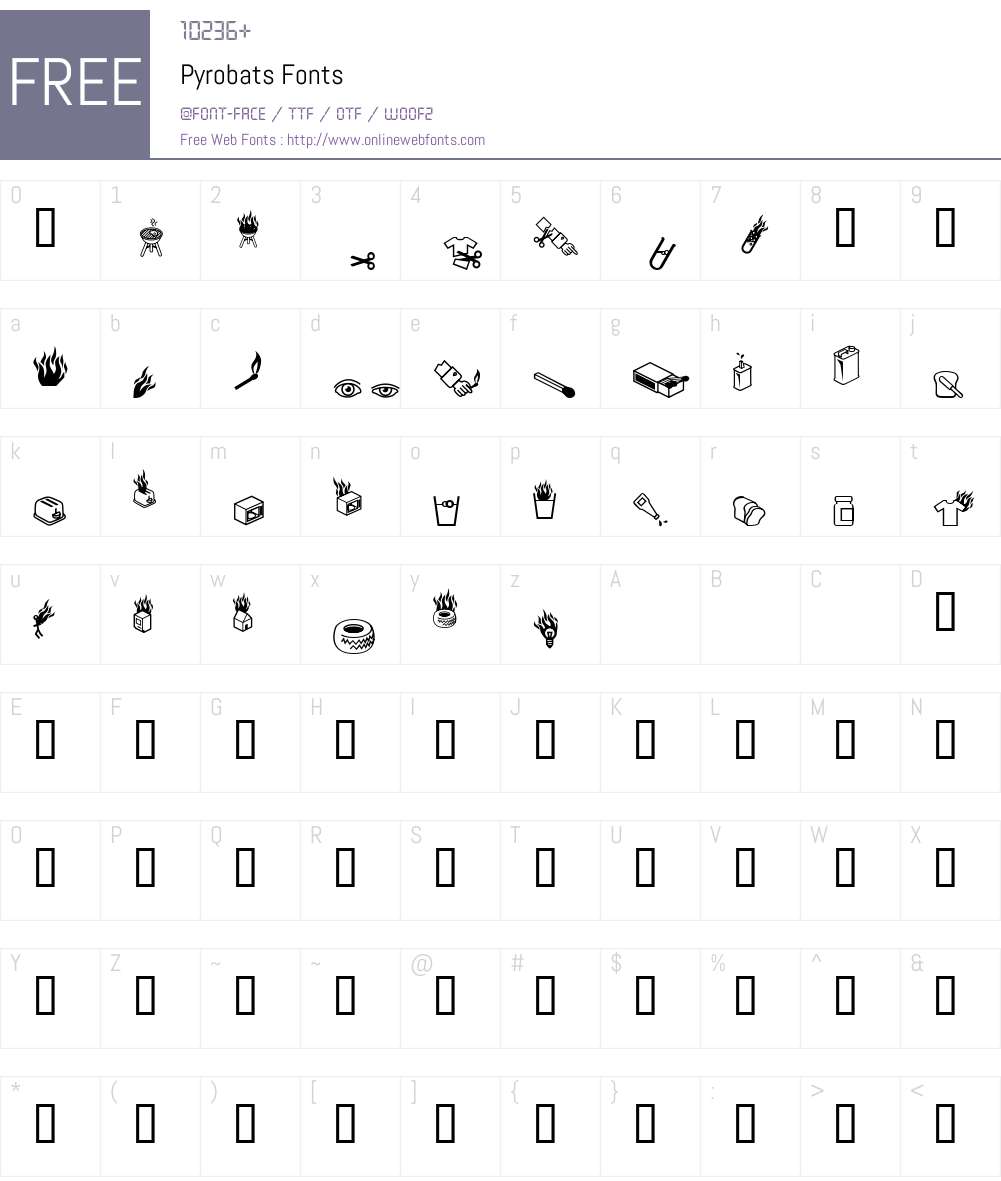 Pyrobats Font Screenshots