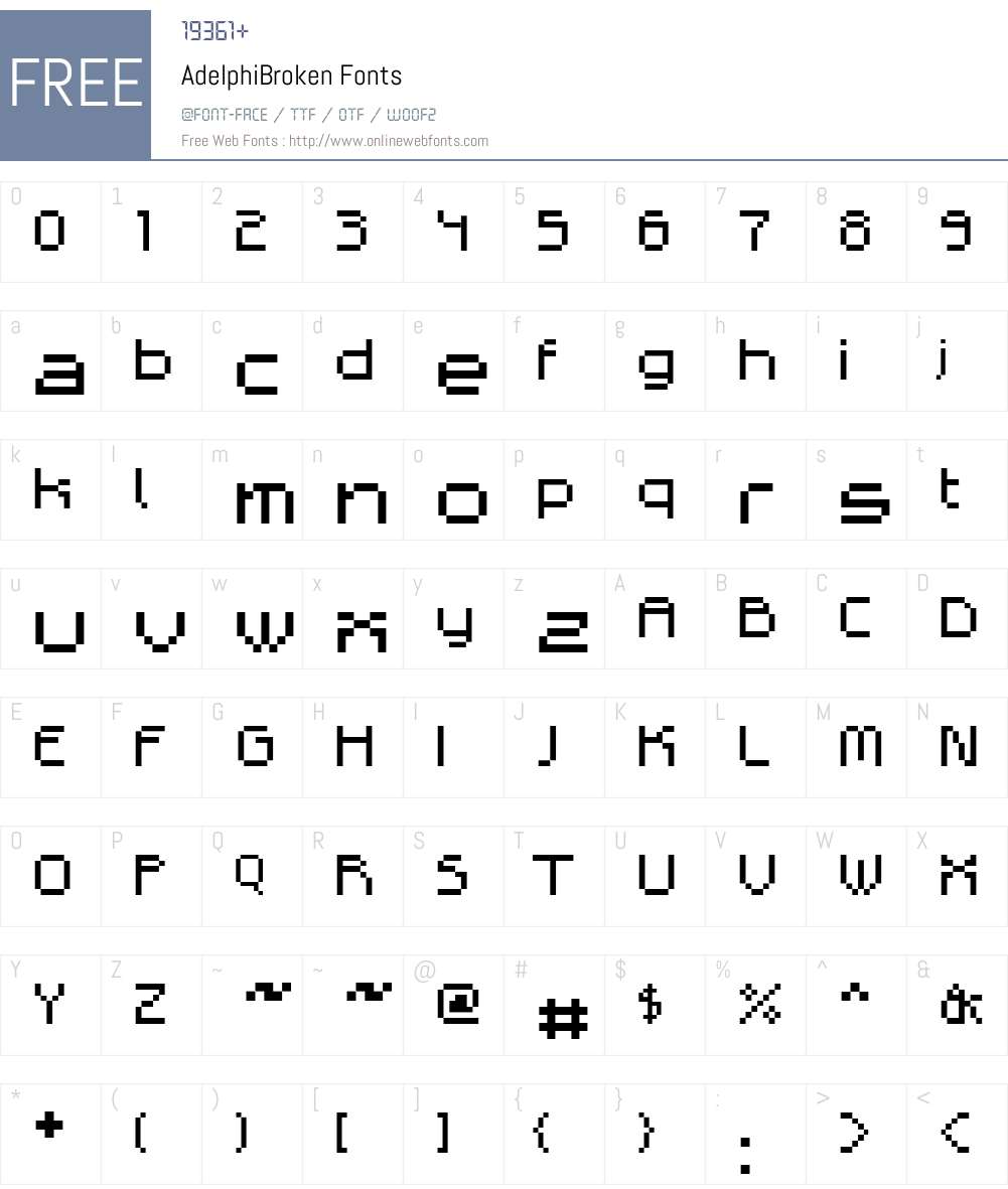AdelphiBroken Font Screenshots