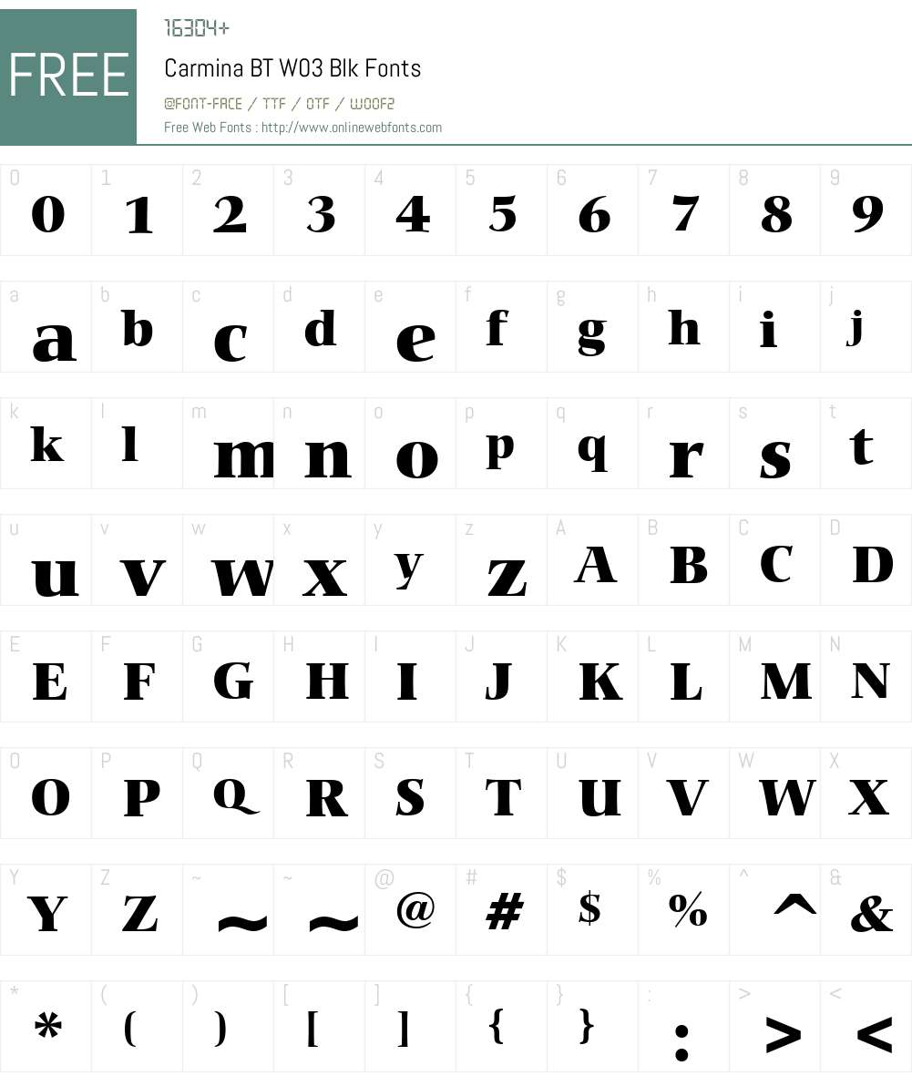 Carmina BT Font Screenshots