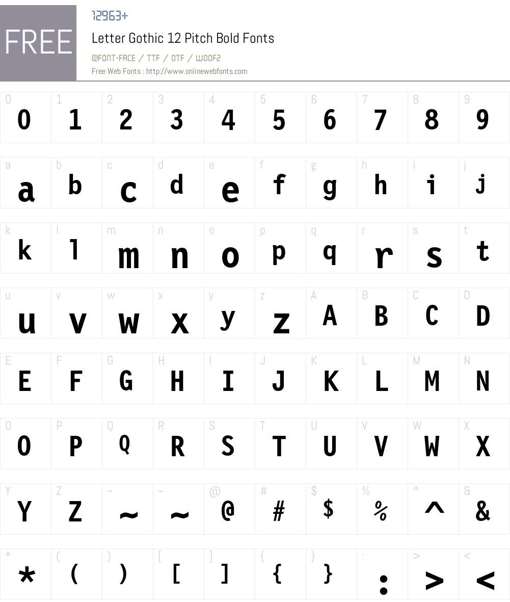 Letter Gothic 12 Pitch Font Screenshots