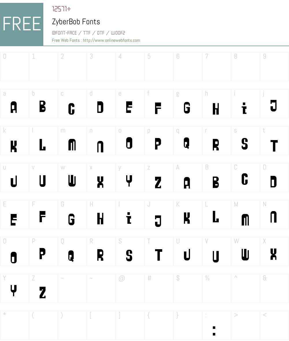 ZyberBob Font Screenshots