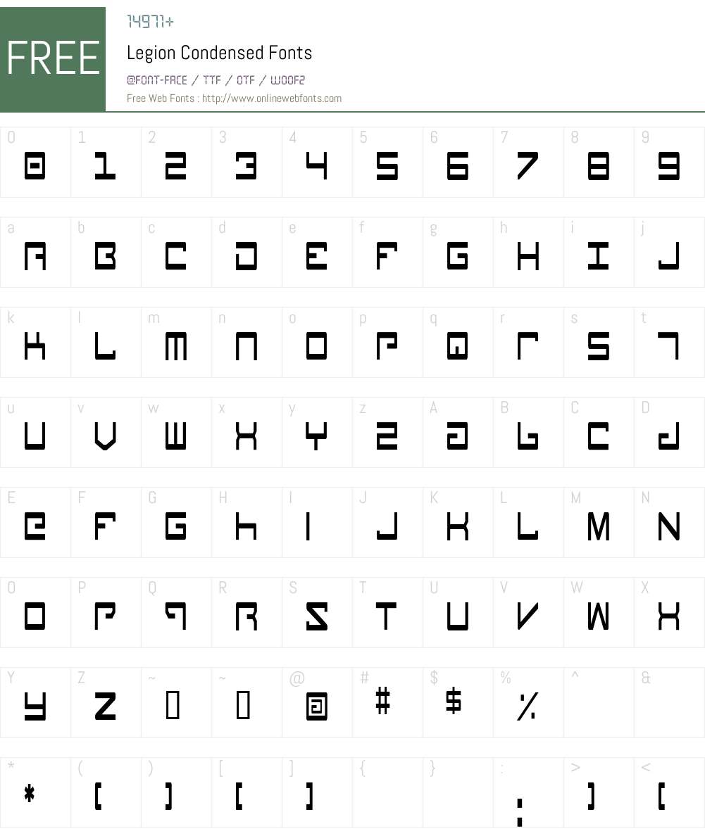 Legion Condensed Font Screenshots