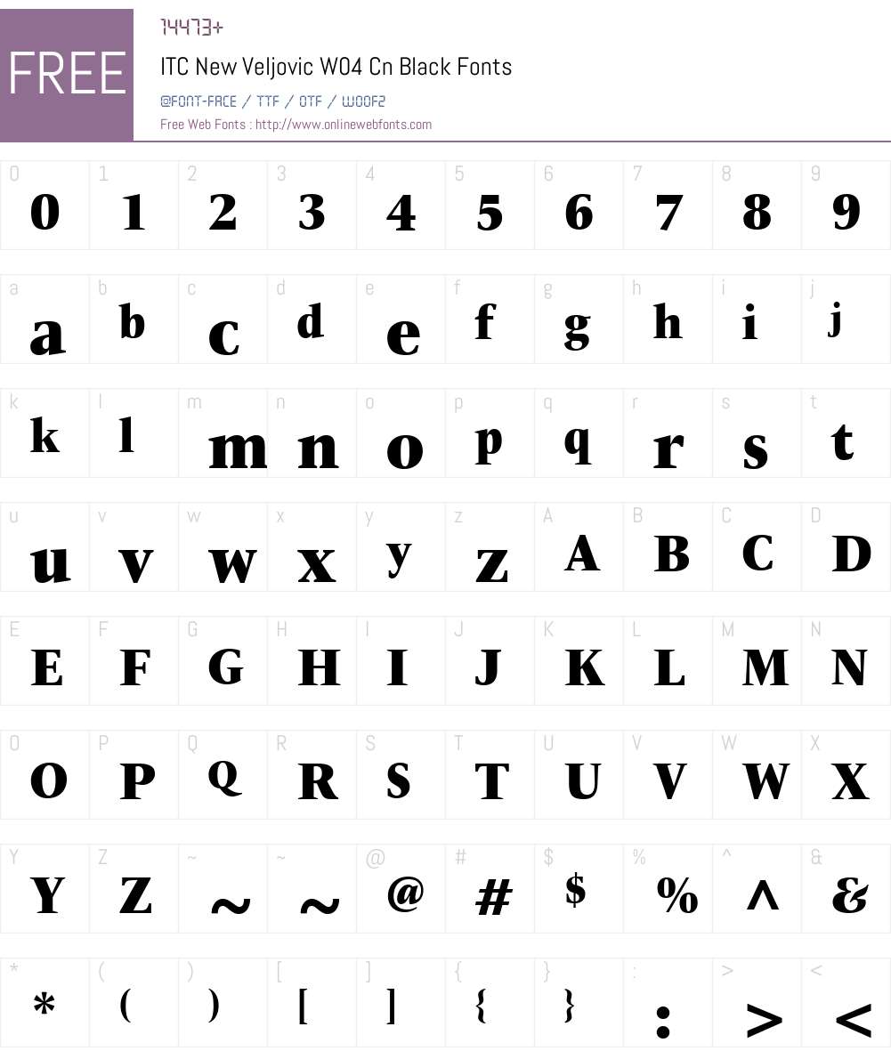 ITC New Veljovic Font Screenshots