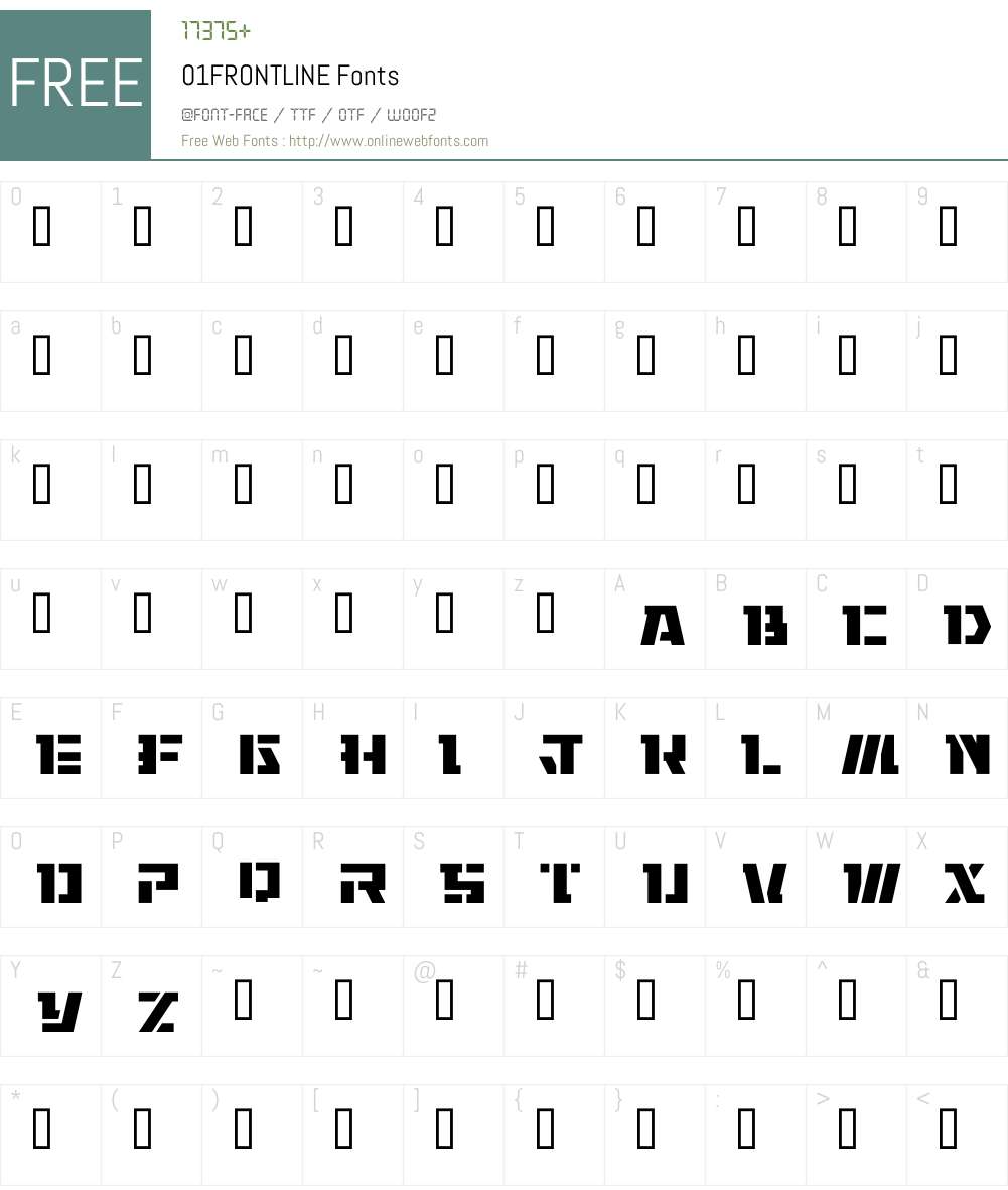 01FRONTLINE Font Screenshots
