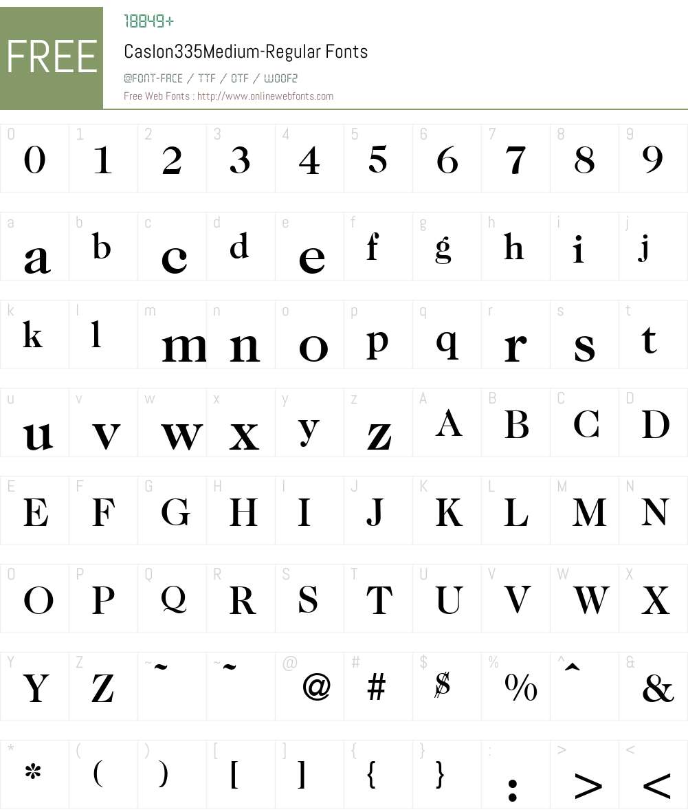 Caslon335Medium Font Screenshots