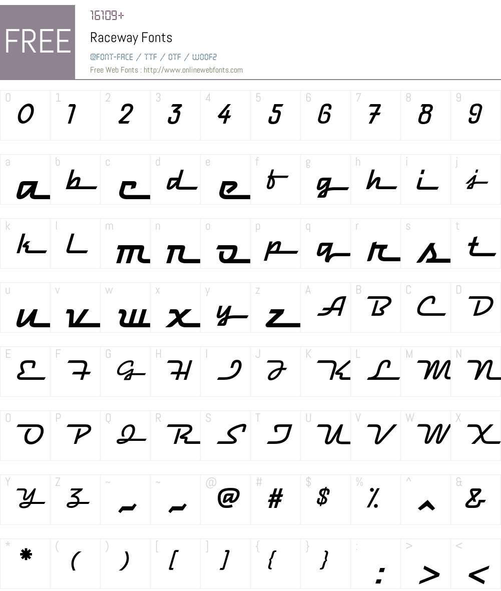 Raceway Font Screenshots