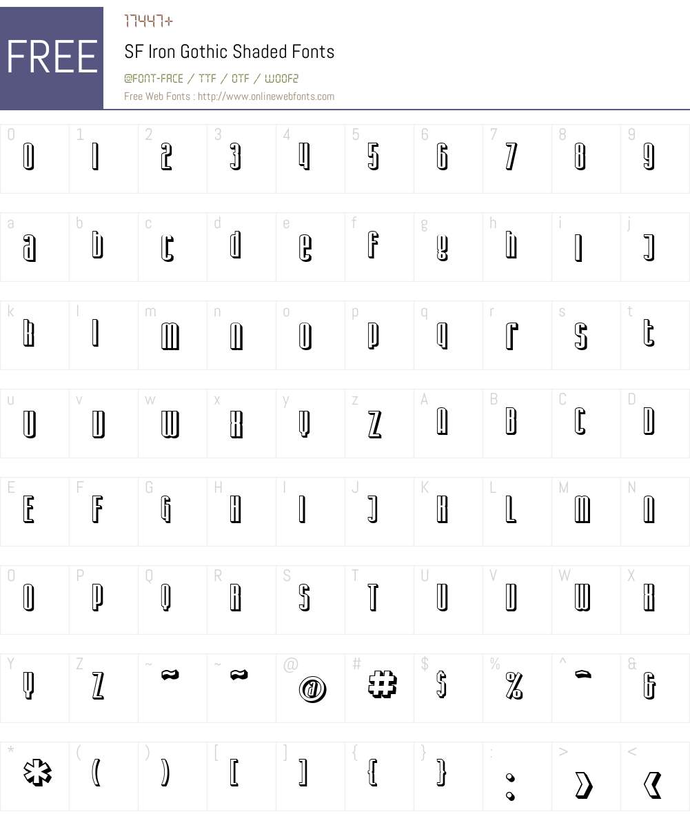 SF Iron Gothic Shaded Font Screenshots