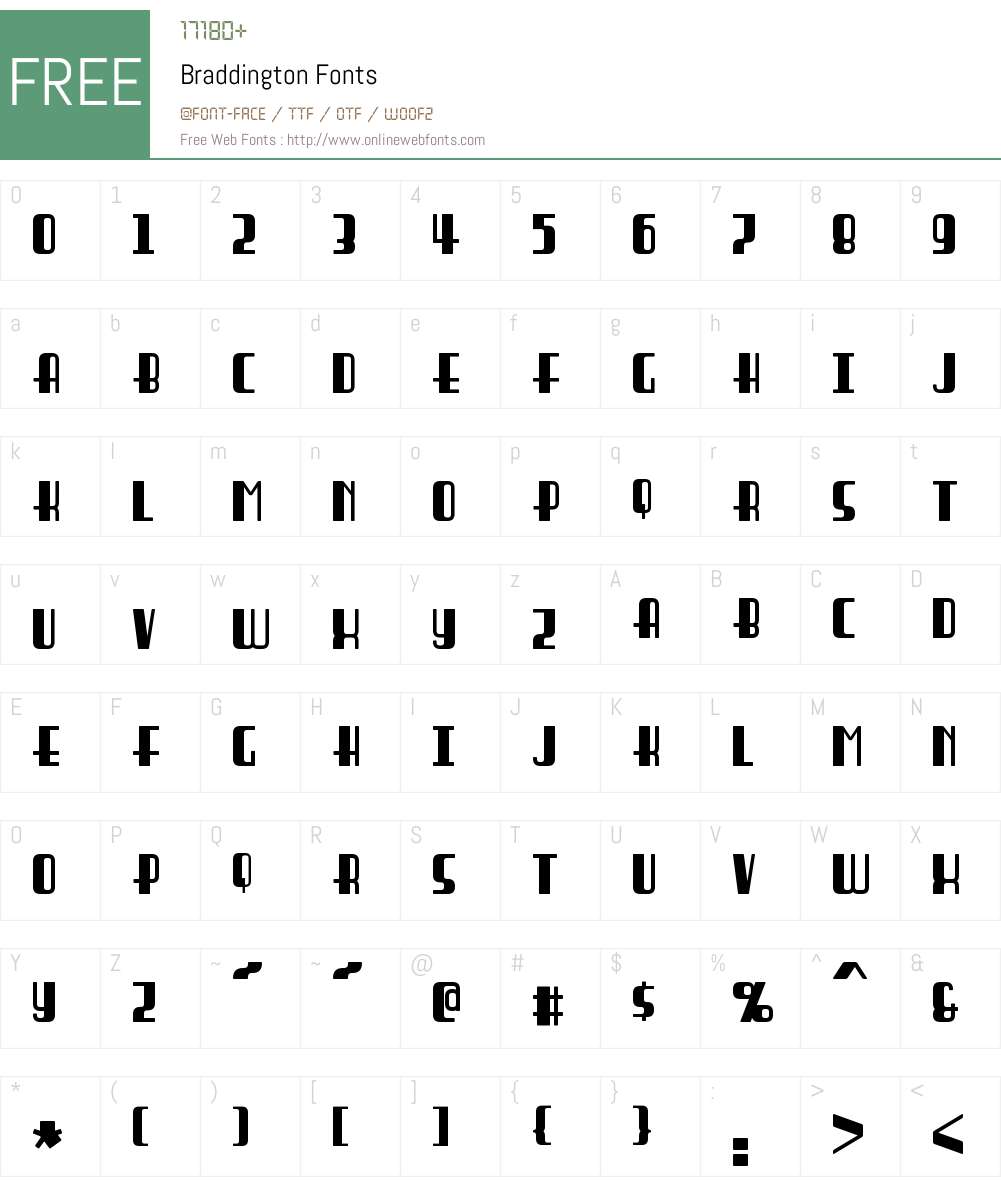 Braddington Font Screenshots