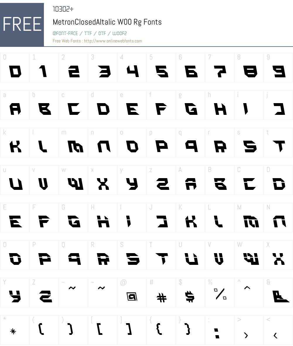 MetronClosedAItalic Font Screenshots