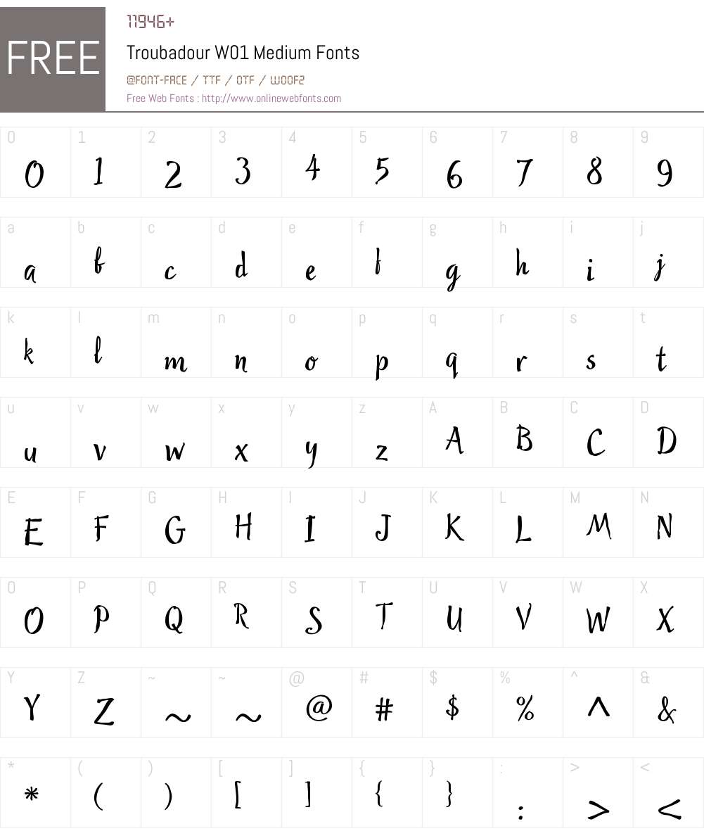 TroubadourW01-Medium Font Screenshots