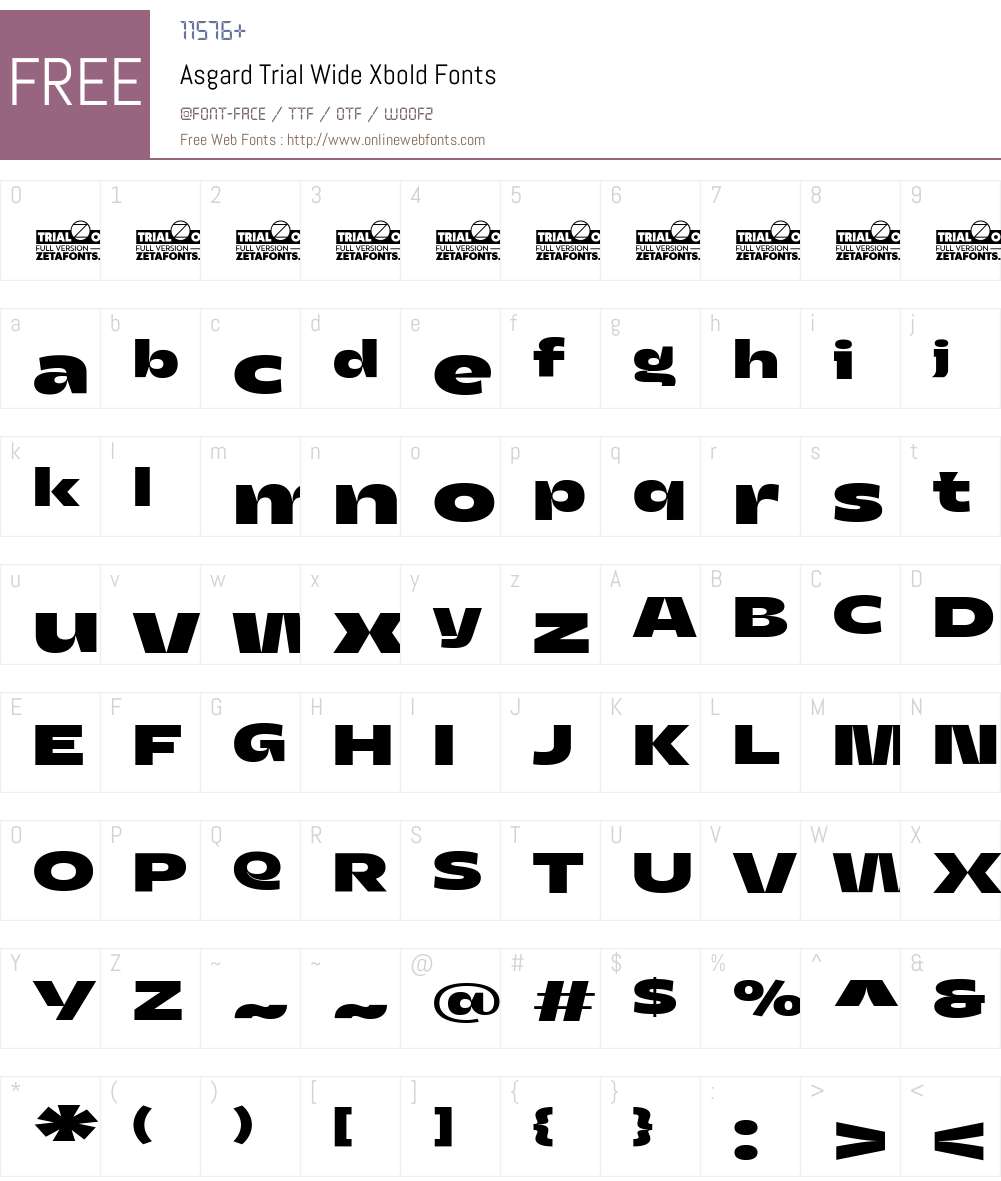 Asgard Trial Wide Xbold 2.003 Fonts Free Download