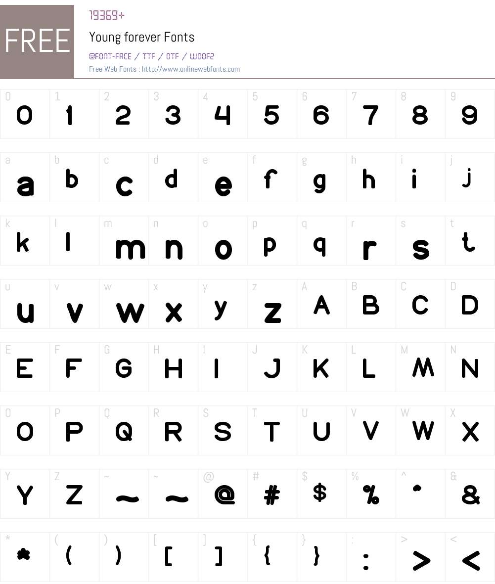Young forever Font Screenshots