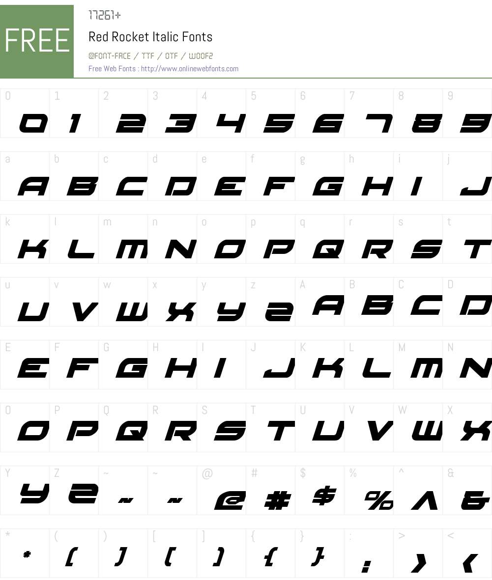 Red Rocket Italic Font Screenshots