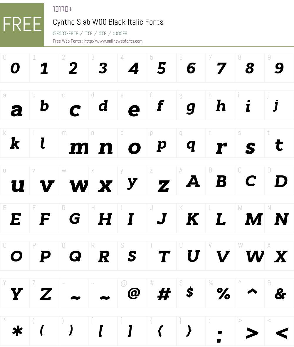 CynthoSlabW00-BlackItalic Font Screenshots