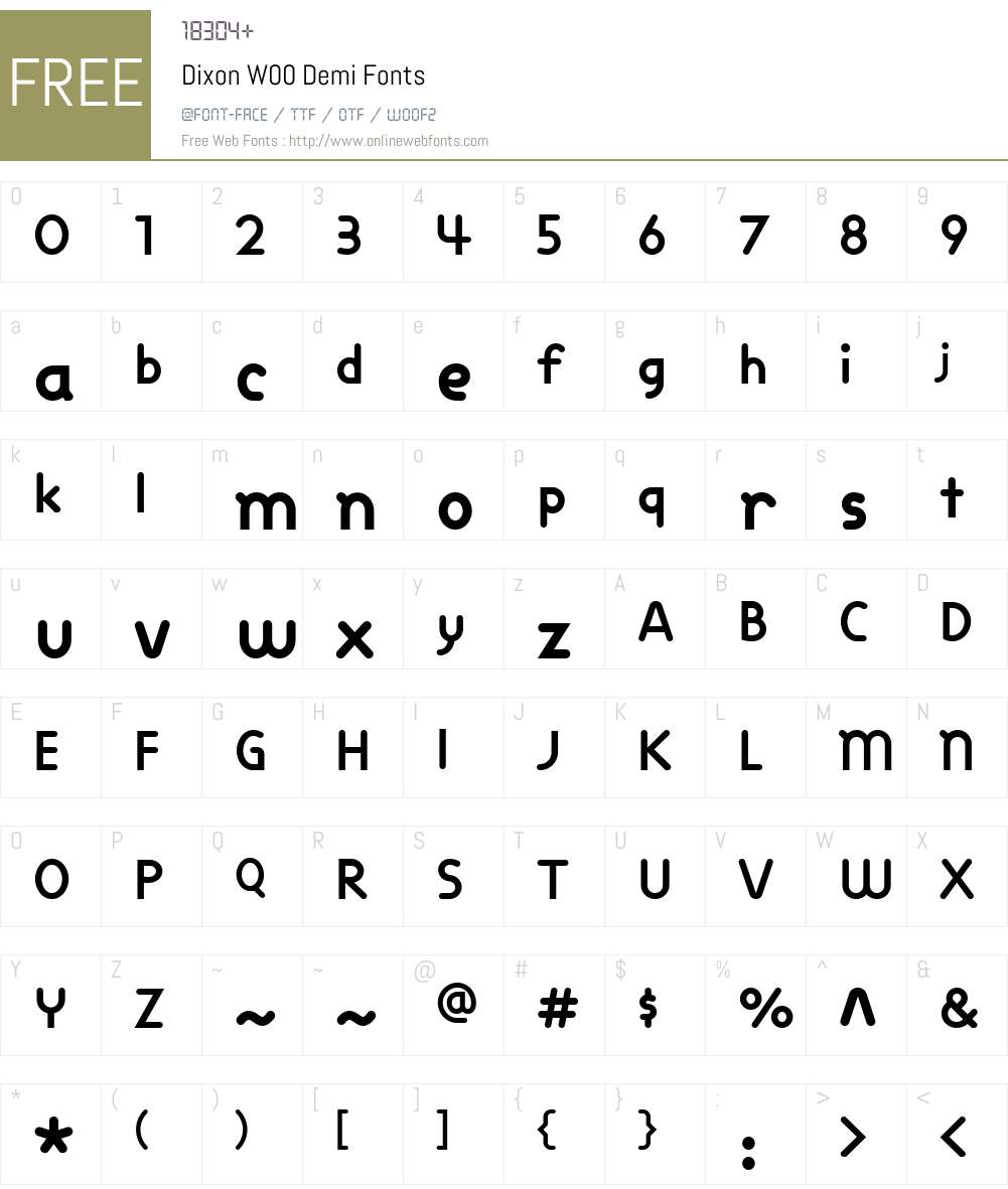 DixonW00-Demi Font Screenshots