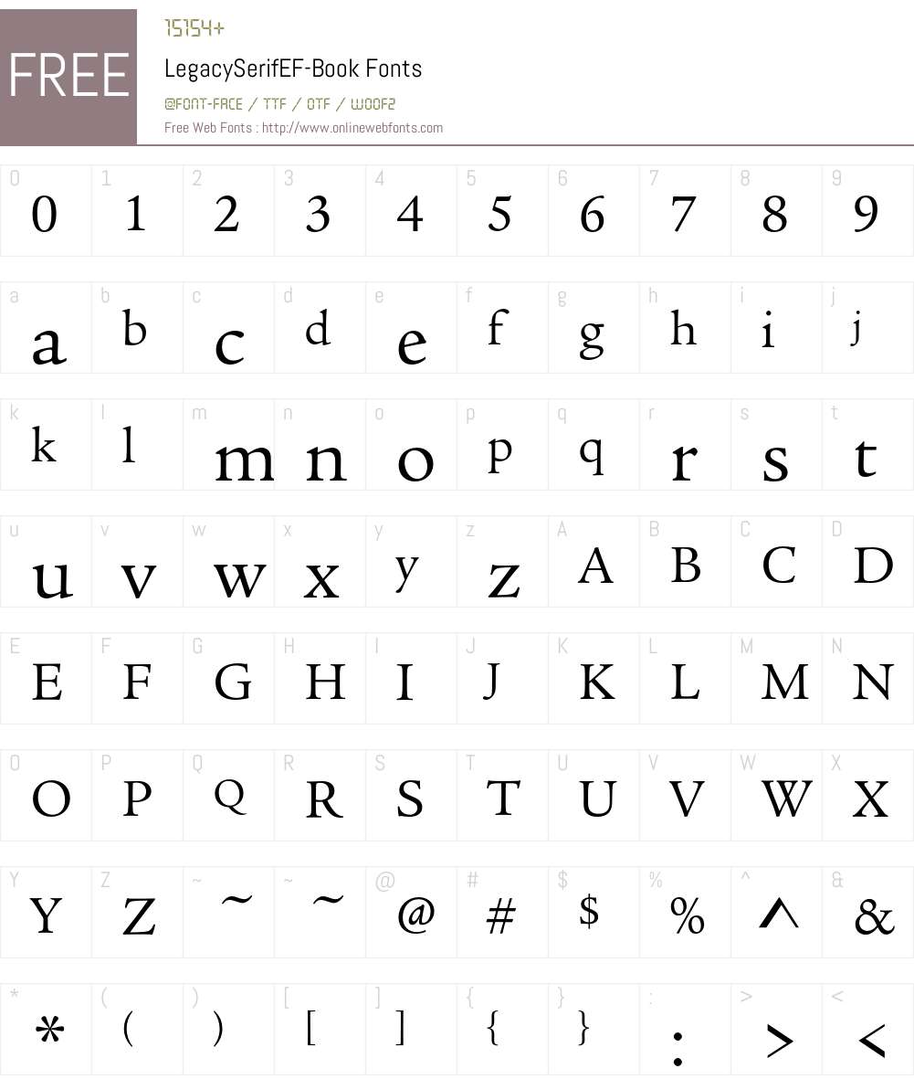 LegacySerifEF Font Screenshots