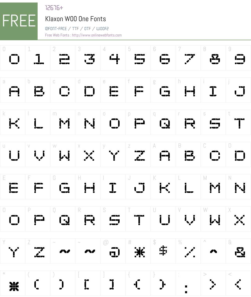 KlaxonW00-One Font Screenshots