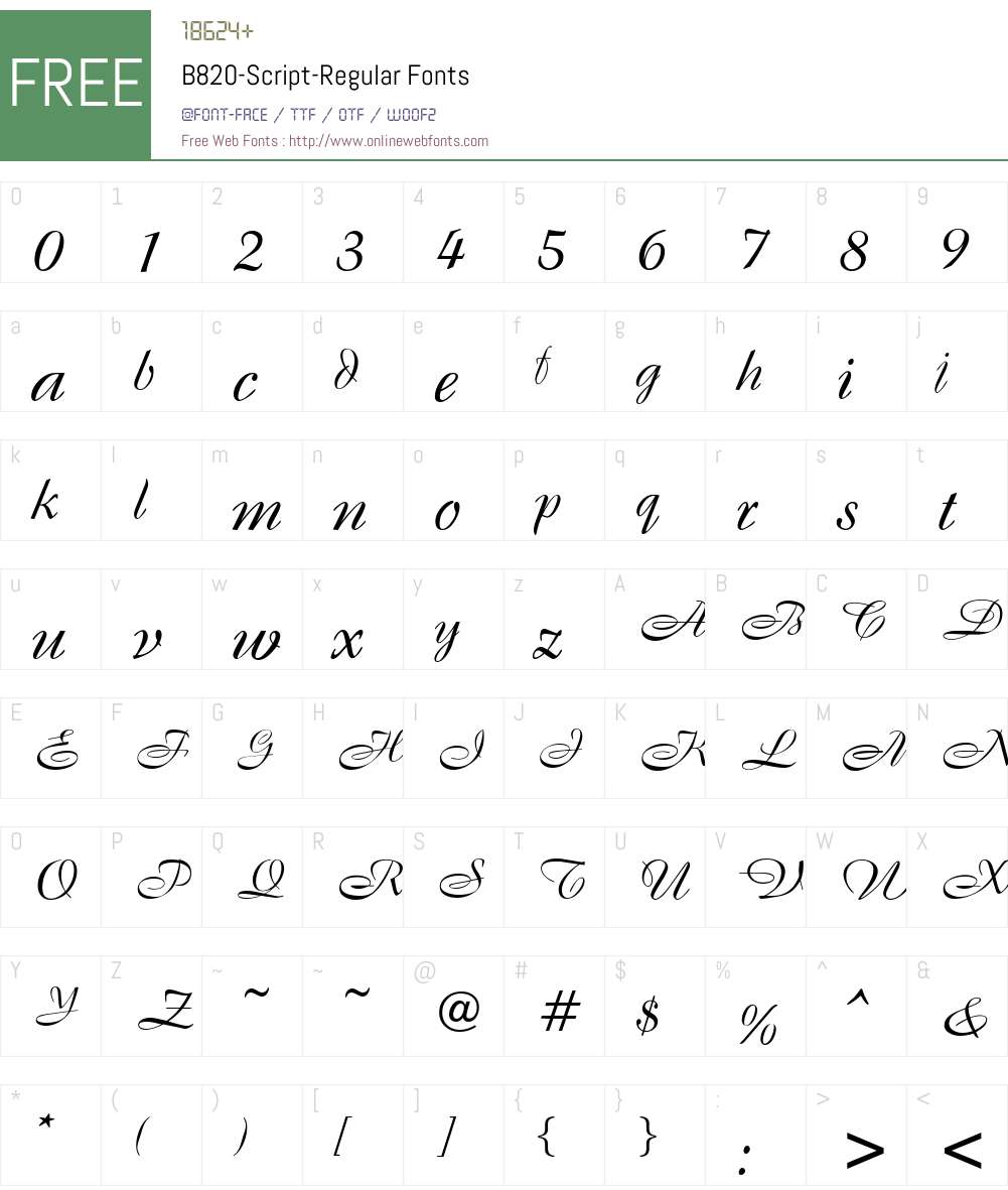 B820-Script Font Screenshots