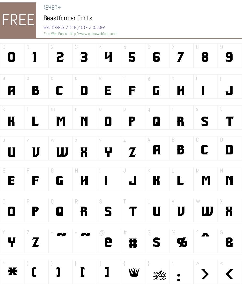 Beastformer Font Screenshots