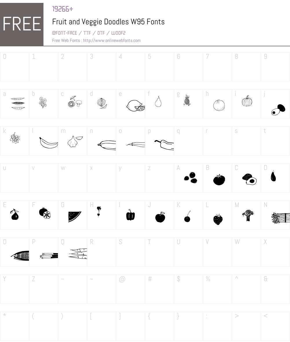 FruitandVeggieDoodlesW95 Font Screenshots