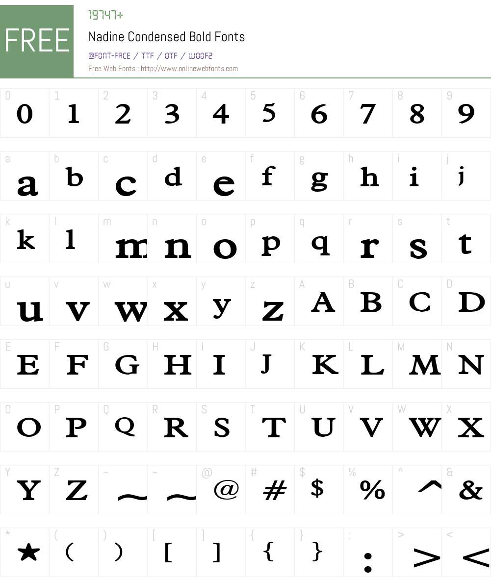 Nadine Condensed Font Screenshots