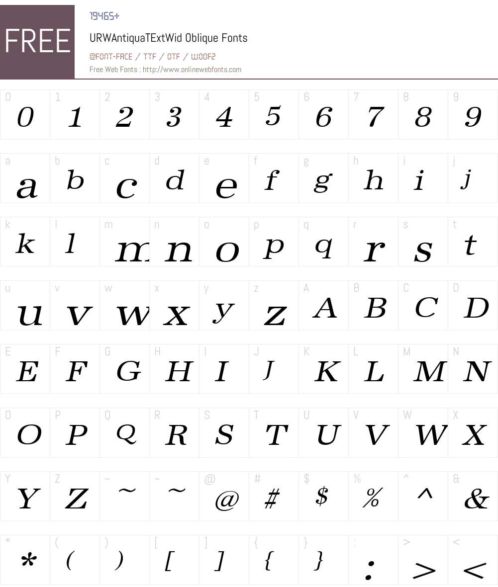 URWAntiquaTExtWid Font Screenshots