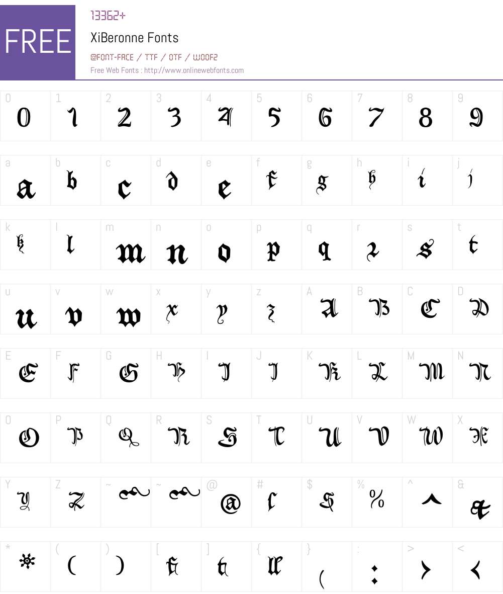 XiBeronne Font Screenshots