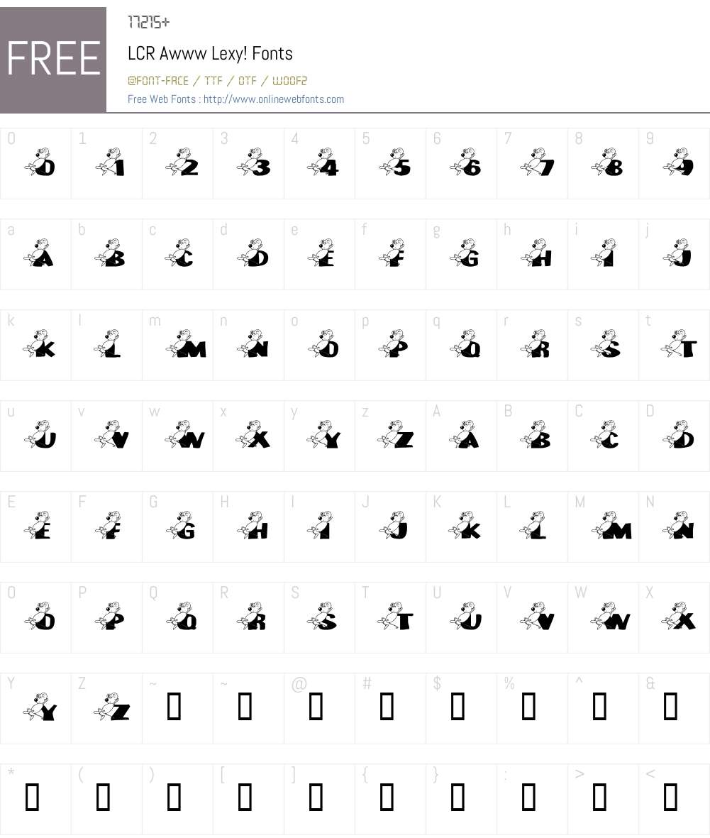 LCR Awww Lexy! Font Screenshots