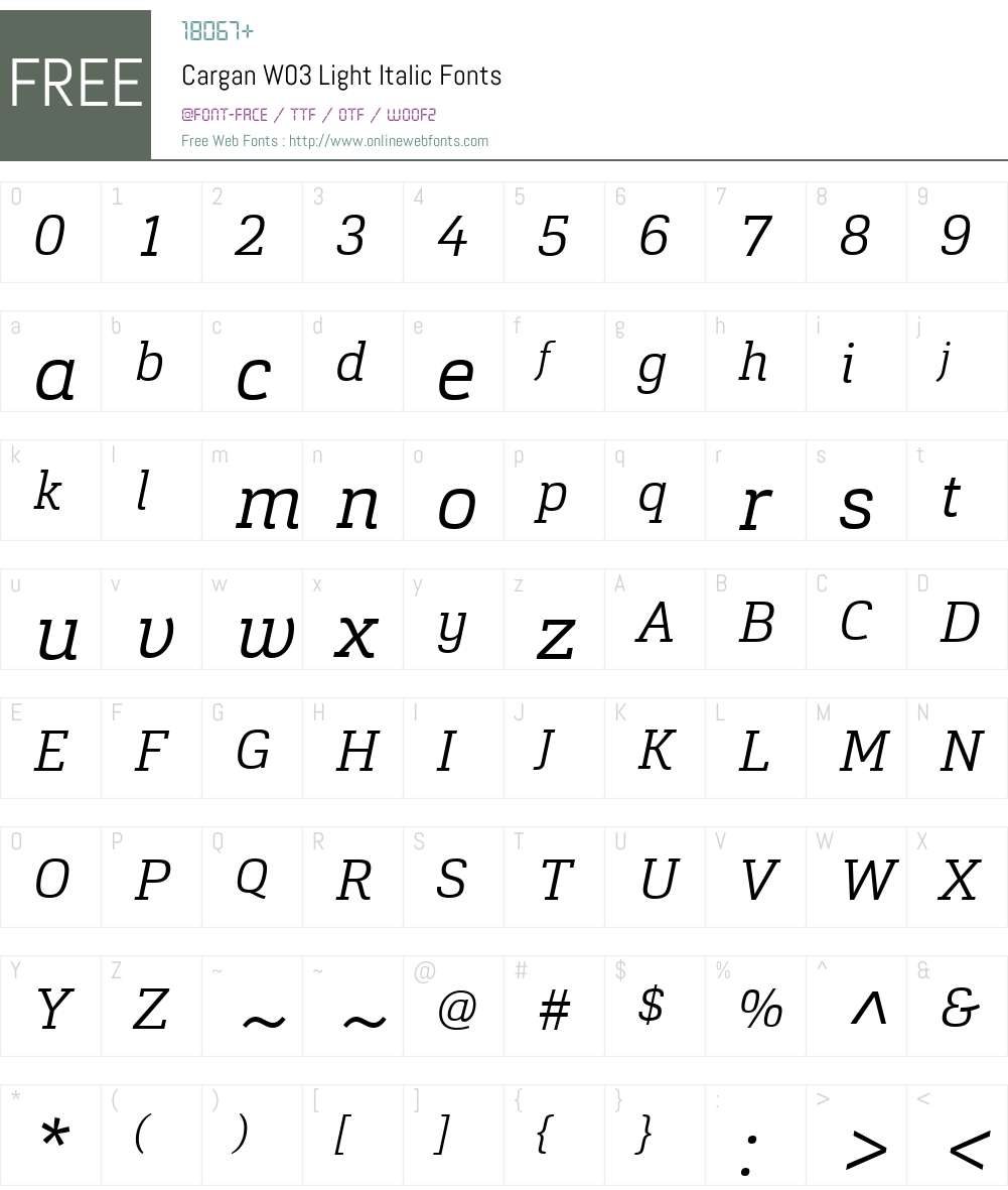 Cargan Font Screenshots