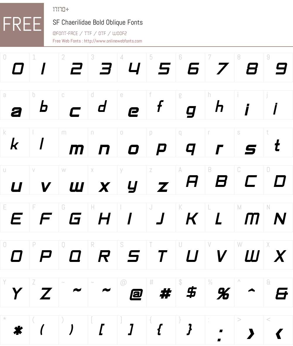 SF Chaerilidae Font Screenshots