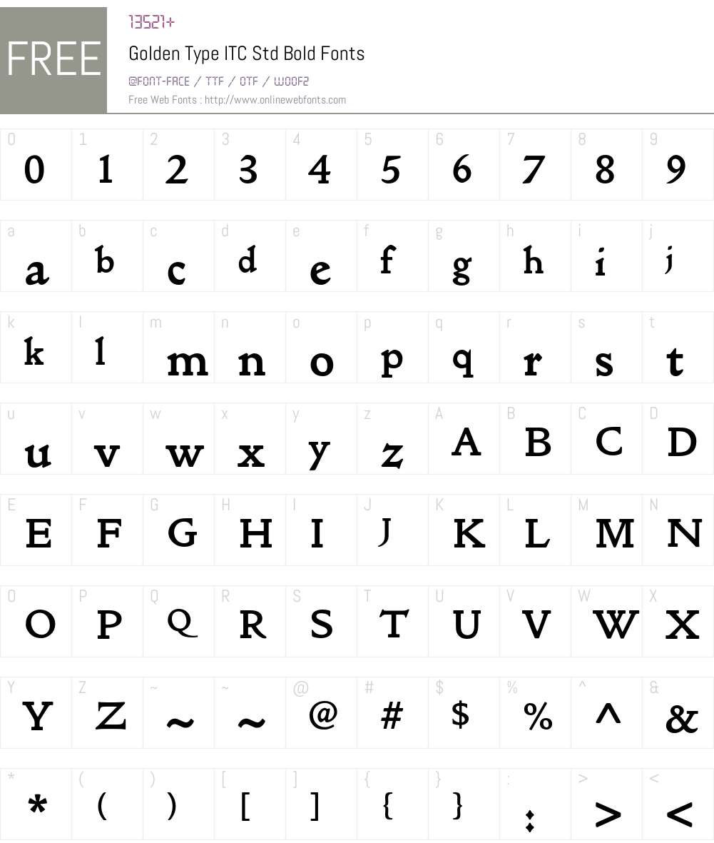 Golden Type ITC Std Font Screenshots